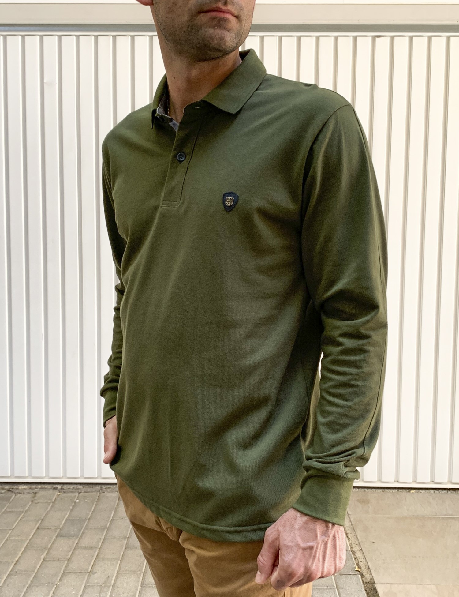 Everbest ανδρική χακί Polo πικέ μπλούζα plus size 241999K φωτογραφία